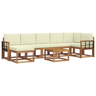 vidaXL Conjunto De Sof&aacute;s De Exterior Con Coj&iacute;n 8 Pcs Natural Y Crema Vidaxl