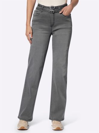 Heine High-waist-Jeans HEINE, Damen, Gr. 34, Normalgr&ouml;ssen, blau (stone, grau, denim), 56% Baumwolle, 19% Polyester, 14% Lyocell, 10% Viskose, 1% Elasthan, 