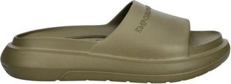 Emporio Armani Monobloc Sandalen met Logo - Heren - Sandalen - Groen - 45 EU - Polyester - Schoenen