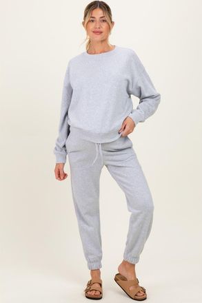 Pinkblush Fleece Long Sleeve Pullover & Jogger Set in Grey at Nordstrom, Size X-Large