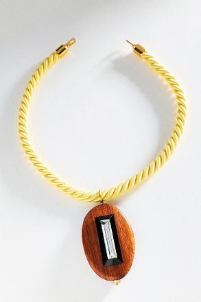 Timeless Pearly Yellow Corded Wood Necklace