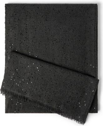 Brunello Cucinelli Cashmere and silk Diamond yarn scarf in Lignite Grey at Nordstrom