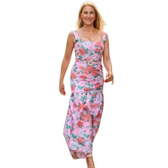 Borgo De Nor Taffeta bloemenjurk - Dames - Jurken - Roze - Maat: L Taf