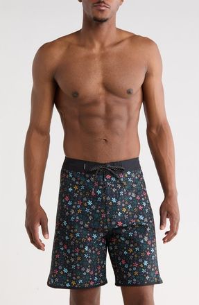 Quiksilver Surfsilk Scallop Ditsy Board Shorts in Black at Nordstrom Rack, Size 31