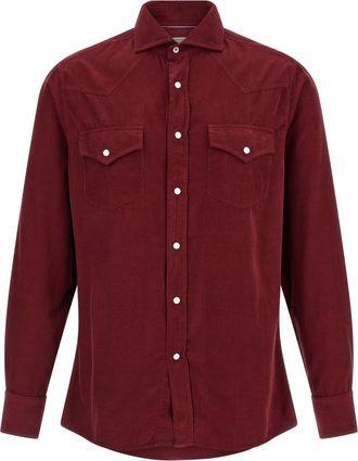 Brunello Cucinelli Maroon Corduroy shirt