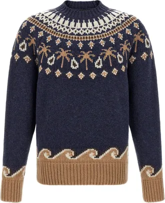 Alanui Navy Blue Jacquard Sweater
