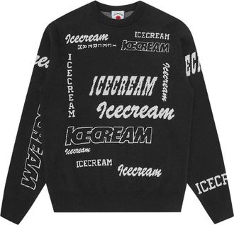 Icecream Multi Logo Knit Crewneck - Heren - Sweatshirts - Zwart - M - Katoen - Hoodies & sweatvesten