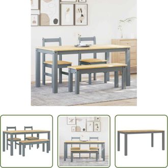 vidaXL Tavolo da pranzo in legno - Set da Pranzo 4 pz Panama Grigio in Legno Massello di Pino