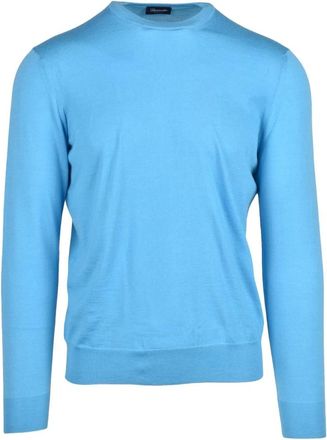 Drumohr Maglioncino Girocollo - Heren - Ronde hals truien - Blauw - 3XL - Wol - Truien & Vesten