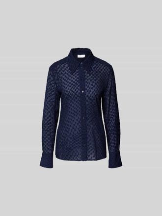 Lala Berlin Slim Fit Hemdbluse mit Hemdblusenkragen in Dunkelblau, Gr&ouml;&szlig;e XS