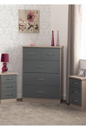 Seconique Nevada 3+2 Drawer Chest in Grey