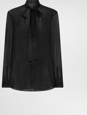 Dolce & Gabbana Silk Chiffon Shirt With Pussy-bow - Woman Black Silk 36