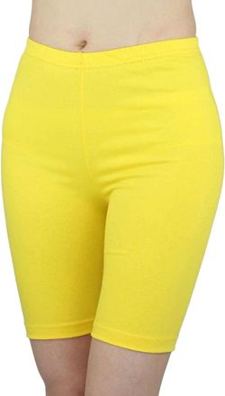 Crazy Girls GOSTYLES Womens Cycling Over-Knee Shorts, Ladies Super Stretch Activewear Walking, Running, Gym, Yoga & Sports Biker Shorts (Yellow, 16-18)