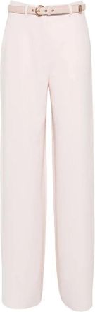 Max Mara Belt Straight Broeken - Dames - Wijde Broeken - Roze - XS - Polyester - Broeken