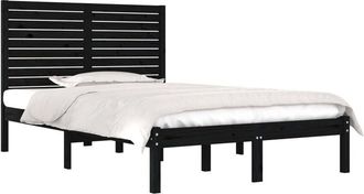 vidaXL Estructura De Cama Doble Madera Maciza Negra 135x190 Cm Vidaxl