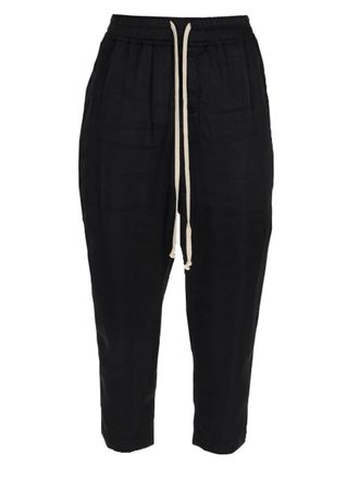 Rick Owens Astaires Cupro Dropped Crotch Cropped Pants