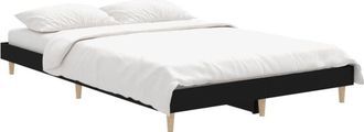 vidaXL Vidaxl - Bed Frame without Mattress Black 120x190 cm Small Double Engineered Wood