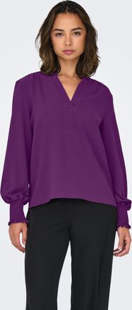 Only Blusenshirt ONLY ONLMETTE V-NECK LS SMOCK TOP NOOS WVN, Damen, Gr. XS, imperial lila, Web, Obermaterial: 100% Polyester, unifarben, regular fit normal