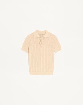 Valentino Polo In Maglia Di Cotone Ricamato Donna AVORIO XL