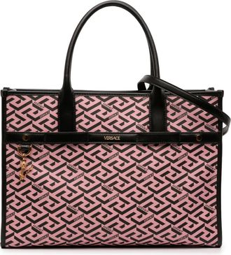 Versace Borsa tote La Greca in tela cerata multicolore con tracolla 2000-2025