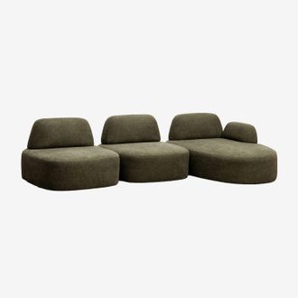Sklum Sof&aacute; Modular Chaise Longue Derecho De 3 Piezas Tapizado Giorgia Sklum