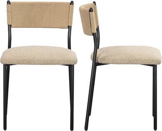 TOV Furniture Tov Furniture Set Of 2 Celine Tan Performance Speckled Boucle Dining Chairs