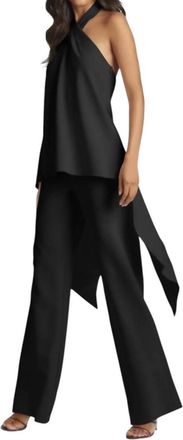 Sachin & Babi Sabrina Halter Neck Top Draped Sleeveless Blouse In Black