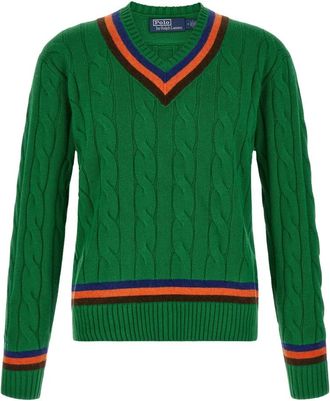 Polo Ralph Lauren V-hals trui - Heren - V-hals truien - Groen - L - Katoen - Truien & Vesten