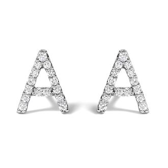 House of Brilliance 10K Gold 1/10 Cttw Diamond Initial A to Z Stud Earring