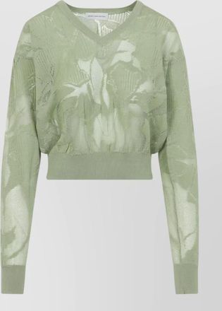 Dries Van Noten torion floral embroidered cropped knit sweater