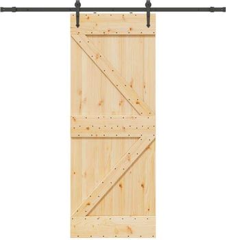 vidaXL Vidaxl - Puerta Corredera Con Herrajes Madera Maciza De Pino 80x210 Cm