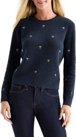 Lucky Brand Embroidered Bow Sweater in Dress Blues at Nordstrom Rack, Size X-Small