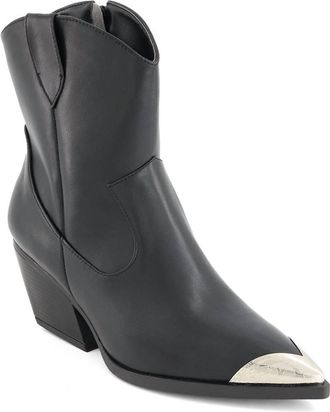 Andrea Womens Pointed Toe Western Booties In Black