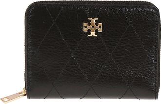 Tory Burch Small Charlie Quilted Zip-Around Portemonnee - Dames - Portefeuilles - Zwart - ONE Size - Leer - Accessoires