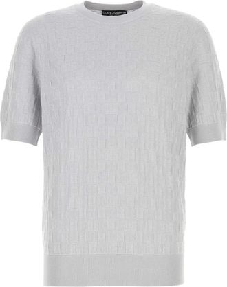 Dolce & Gabbana Stijlvolle Gebreide Trui Pullover Collectie - Heren - Ronde hals truien - Grijs - XL - Truien & Vesten