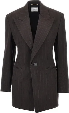 Saint Laurent Pinstriped wool single-breasted jacket Woman 40