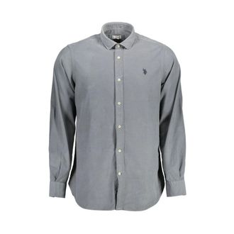 U.S.Polo Association Slim Fit Long Sleeve Shirt - Heren - Casual Overhemden - Grijs - 2XL - Katoen - Overhemden