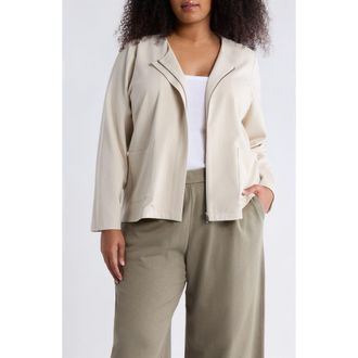 Eileen Fisher Collarless Zip Jacket in Papyrus at Nordstrom, Size 1X