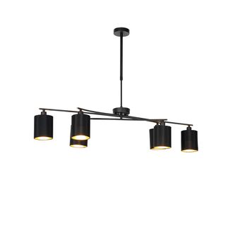 QAZQA Qazqa Moderno L&aacute;mpara Colgante Inteligente Negra Regulable Con 6 B35 Wifi - Lofty Acero /textil Cil&iacute;ndra /alargada /redonda Adecuado Para Led Max. 6 X