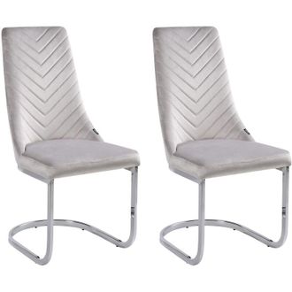 Beliani Set di 2 Sedie da Pranzo Cantilever in Velluto Grigio Altoona