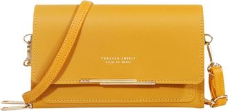 Generic Women Casual Crossbody Bag Adjustable Strap Shoulder Bag With Visual Mobile Phone Window Purse Mobile Phone Bag Leather Shoulder Bag for Women (Yellow