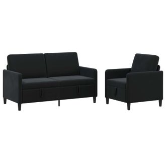 vidaXL Set Di Divani Con Storage 2 Pz Nero Poliestere Vidaxl