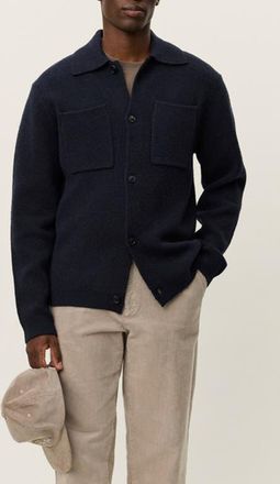 Les Deux Fischer Wool Milano Knit Overshirt in Dark Navy at Nordstrom, Size Xx-Large