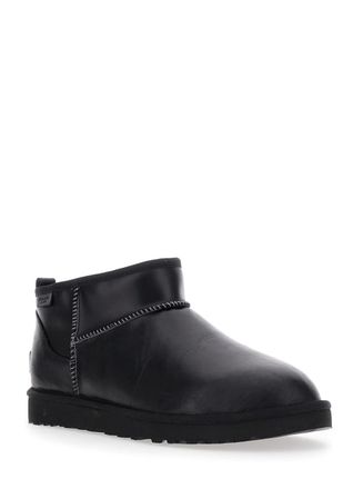 UGG Mens Ultra Mini Black Leather Boots