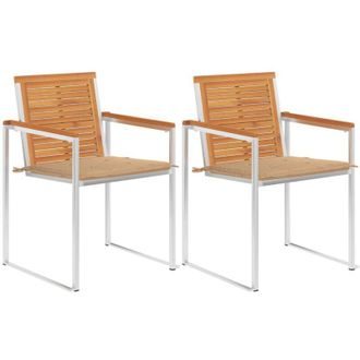 vidaXL Vidaxl - Sillas De Jard&iacute;n Con Cojines 2 Uds Madera Maciza Acacia Y Acero