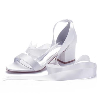 Miyoopark Comfortable Wedding Shoes for Women Block Low Heel Evening Sandals M535 White UK 4.5
