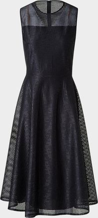 Akris Embroidered Mesh Sleeveless Flare Dress