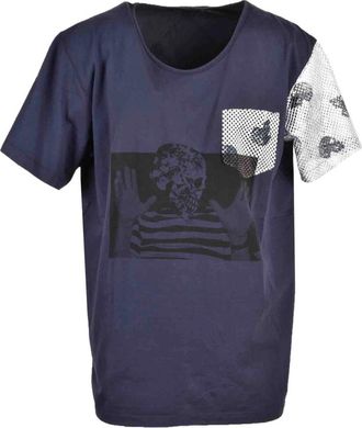 Gabriele Pasini Blauw Print Korte Mouw T-shirt - Heren - T-shirts - Blauw - M - Katoen - Tops