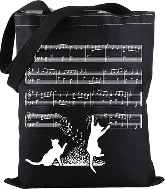 Generic Cat Music Sheets Tote Bag Black Cat Music Tote Bag Cat Music Note Gift Musician Gift Cat Music Lover Gift (Cat Music Sheets TOTE)