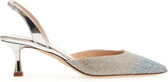 Ninalilou Blauwe Rhinestone Slingback Pumps - Dames - Pumps - Blauw - 36 EU - Leer - Schoenen